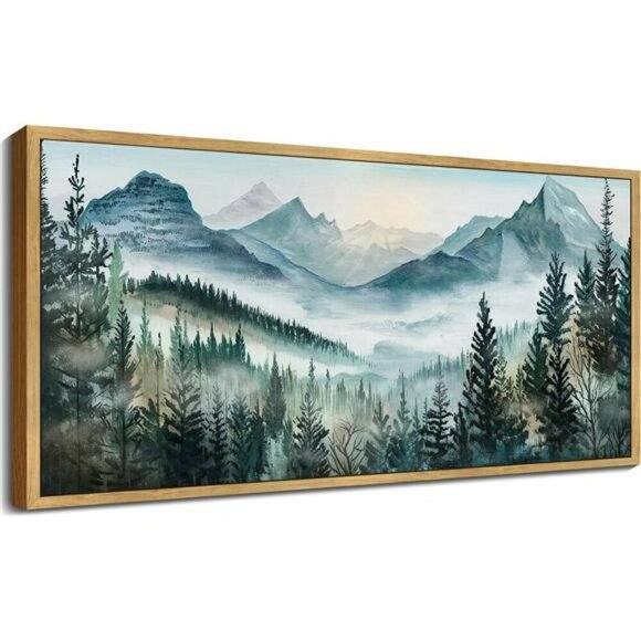 Vintage Mountain Landscape Wall Art Set Rustic Nature Framed Decor 8x16 - Picture 1 of 7